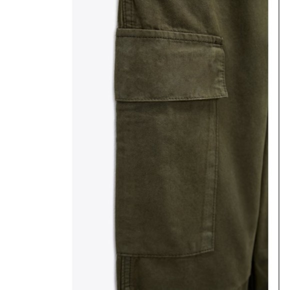 NWT ZARA THE CARGO STRAIGHT PANTS KHAKI - Picture 8 of 9